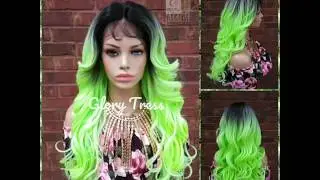 Neon Green Lace Front Wig!!