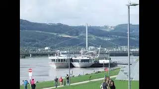 Danube River Cruise Ships at the Dock in Linz Austria