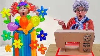 Johnny Pretends Play Making Special Kid Clothes from Cardboard Sewing Machine