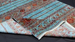 Turquoise Blue Khurjin Area Rug | 2.03x3.11m / 6.7x10.2ft