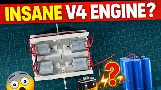I Built a Mini V4 Motor Engine Using 4 DC Motors ⚙️