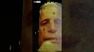 Epstein and Trump projected on to Windsor Castle