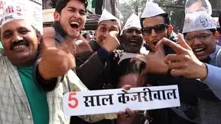 Kejriwal supporters celebrate Delhi victory