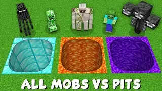 ALL MOBS vs SECRET PITS in Minecraft ! ALL MOB SECRET PASSAGE BATTLE !