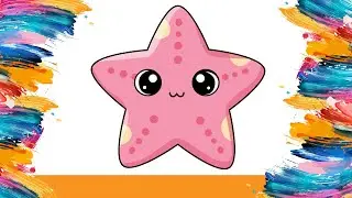 Magic Pink Starfish ⭐✨ Easy Step by Step | Cute Drawing & Coloring for Kids