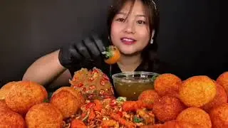 Indian famous street food spicy pani puri eating mukbang 😋