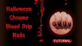 Halloween Chrome Blood Drip Nails #nailstamping #halloweennails #nailart