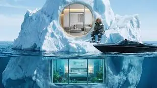 He Built a SECRET HOUSE inside an ICEBERG in the open sea (ASMR)