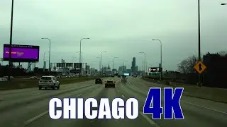 CHICAGO - Driving from O'Hare to Downtown in Autumn Weather
