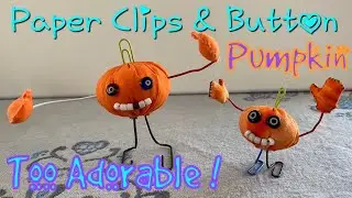 Stuffed Pumpkin Plush Made from Paper Clips and Button
