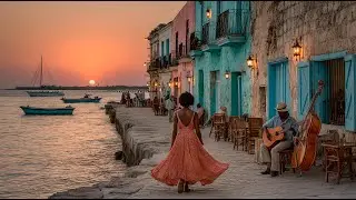 Romantic Sunset Salsa Latin Music Seaside Promenade | Nostalgic Warm Rhythms