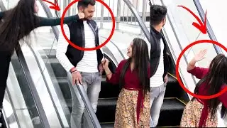 Pulling Strangers Cheeks On Escalator Prank || Part - 4 || Khushi Pandey