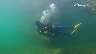 Scuba diving in Underwater prison Rummu quarry, Estonia