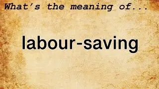 Labour-Saving Meaning : Definition of Labour-Saving