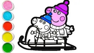 Peppa pig with her brother drawing and coloring for kids and toddlers || easy peppa pig drawing 