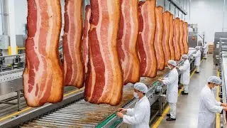 Inside the Bacon Production Line 🏭 How Millions of Bacon Strips Are Made Every Day