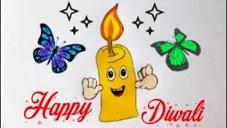 How to Draw Very Easy Colourful Candle Drawing  Special for Happy Diwali Festival