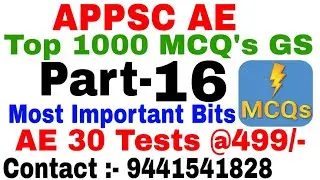 APPSC AE 1000 MCQ's Part-16 General Studies| Most Important Bits| Group-4| Test Series at 499/-