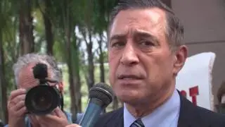Rep. Darrel Issa Talks To Supporters And Protesters Outside Of His Vista Office
