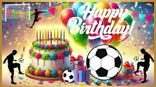 Happy Birthday Soccer (Football) Theme / TV Art / Screensaver / 4K / Wallpaper / Birthday Cake