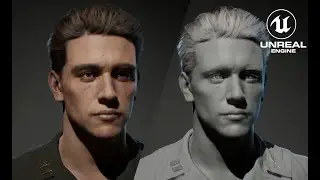Character model time lapse for Unreal Engine 5 real-time digital character，Hair Groom system trial.