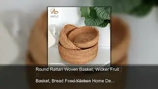 Round Rattan Woven Basket, Wicker Fruit Basket, Bread Food Kitchen Home Decor Organizer, Breadb