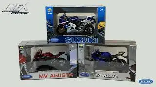 1:18 Welly Motorcycle Models | Suzuki GSX-R750, MV Agusta F3 RR & Yamaha YZF-R6 Diecast Review