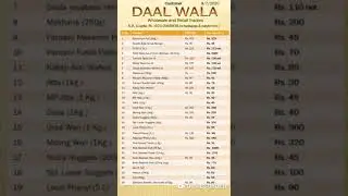Ratelist of DAAL WALA