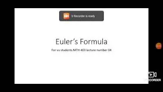 Eulers formula for complex numbers.for vu students MTH 403 lecture number 04.