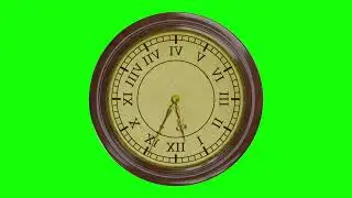 Time lapse 12 hours Vintage Wall Clock 4K  Green Screen Background | FREE TO USE