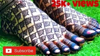 Foot Mehndi Design|| Gergeous grid style henna for foot|| Leg Mehndi Design for wedding 💒
