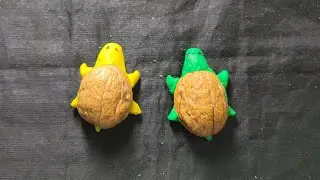 Making turtle using Clay and Walnut shell🐢| #Clayart|#bestoutofwasteeasy #clayactivity #claytoy