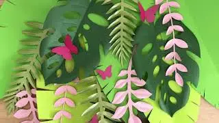 Tropical backdrop_DIY paper leaves_DIY banana tree leaves / How to make a tropical backdrop