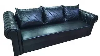 Canapea extensibila Chesterfield in piele artificială neagră