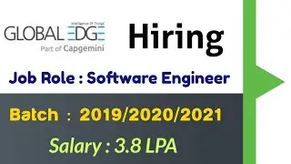 Global Edge Hiring Graduates for the Role of Software Engineer | Freshers |
