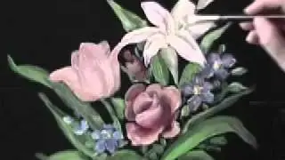 How to Paint a Roses and other flowers with a Rosebud Brush by Marjorie Harris Clark