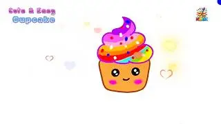 Drawing Colorful Cupcake 🧁🌈 | Super Easy Cute Digital Drawing