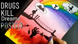 Anti drug day poster |anti drug day drawing|stop drug abuse poster|anti drug day awareness poster