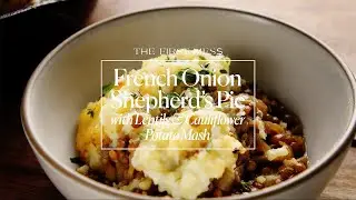 Vegan French Onion Shepherd's Pie with Lentils & Cauliflower Potato Mash
