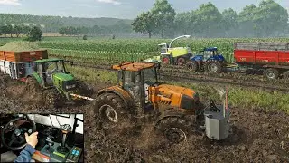 Récolte de Maïs Ultra Réaliste dans la Boue Extrême (Vue Volant) | FS25 Réalisme au Maximum