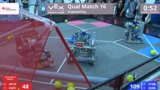VEX Worlds 2016 - VRC High School - Engineering - Qual 16 (2011B 5107C) 48 vs 196 (6740B 6430B)