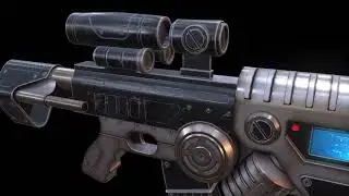 Scifi gun low poly (PBR material) preview
