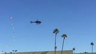 Santa Claus landing in helicopter