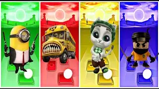 Minions eater 🆚️school bus 🆚️Talking Tom Eater 🆚️cappuccino assassino x tiles hop edm rush gameplay!