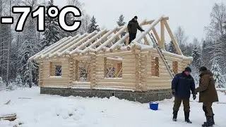 Building a Large Log Cabin in the Forest Through the Winter | Start to Finish