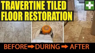 Travertine Tile Floor Renovation including Cleaning, Honing, Polishing and Sealing