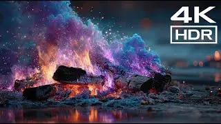 Indigo Ember Calm 🔵💜 | Blue-Violet Fire & Glowing Coals Ambience