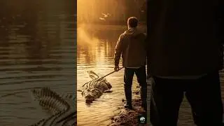 He Approaches a Deadly Crocodile &mdash; #fearlessmanff  #crocodileencounter  #wildlifeshorts  #8krealism