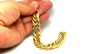 14k Yellow Gold Semi Solid Curb Chain Bracelet, 7.5