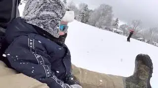 Sledding at Diggins Hill #cutestboyever#firsttimesled#snowfun